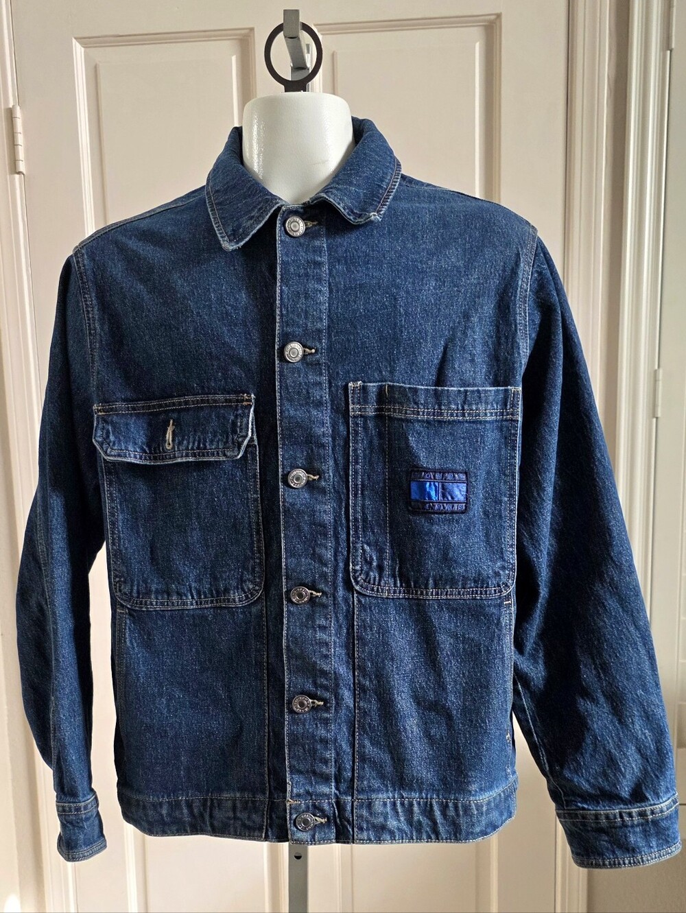 Tommy Hilfiger Denim Button up Jean Jacket Big Flag Sz Medium Vintage style Men